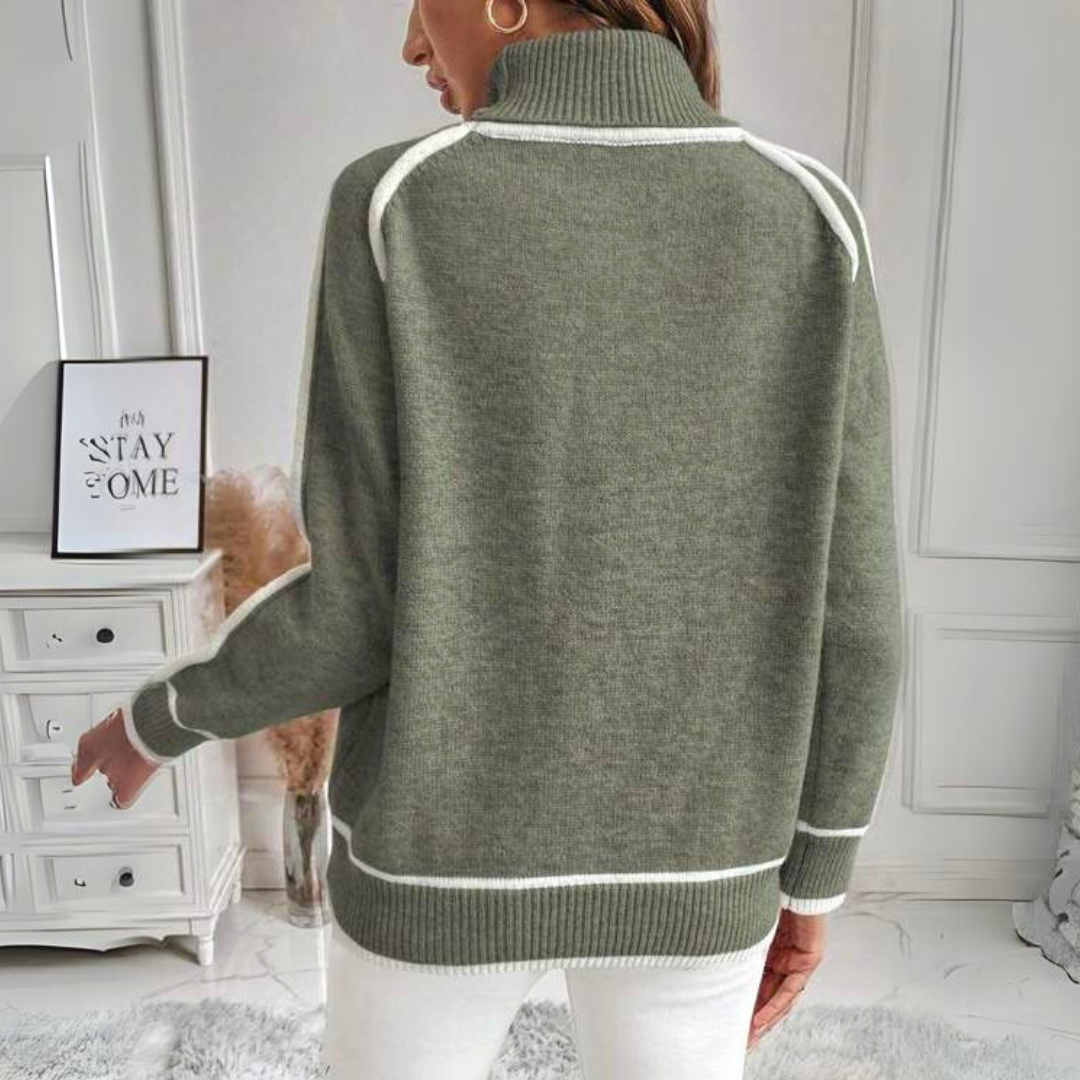 Evelyn – Luxuriöser olivgrüner Strickpullover