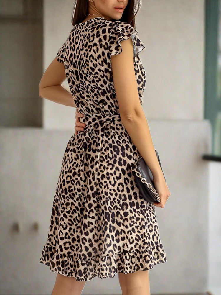 Midi Kleid mit Leopardenmuster für Damen