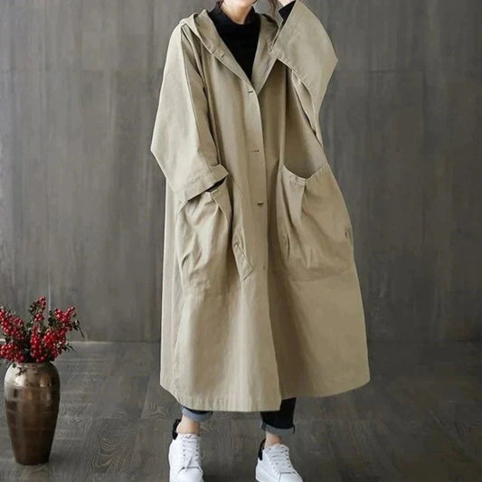 Beige Oversized Trenchcoat mit stylischem Kragen