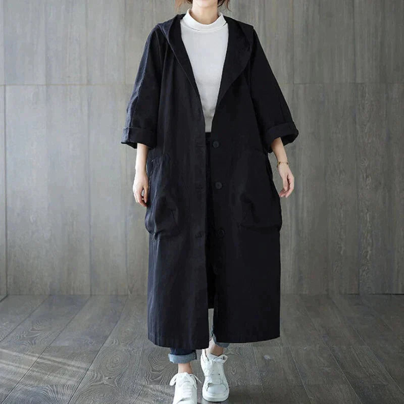 Blau Oversized Trenchcoat mit stylischem Kragen