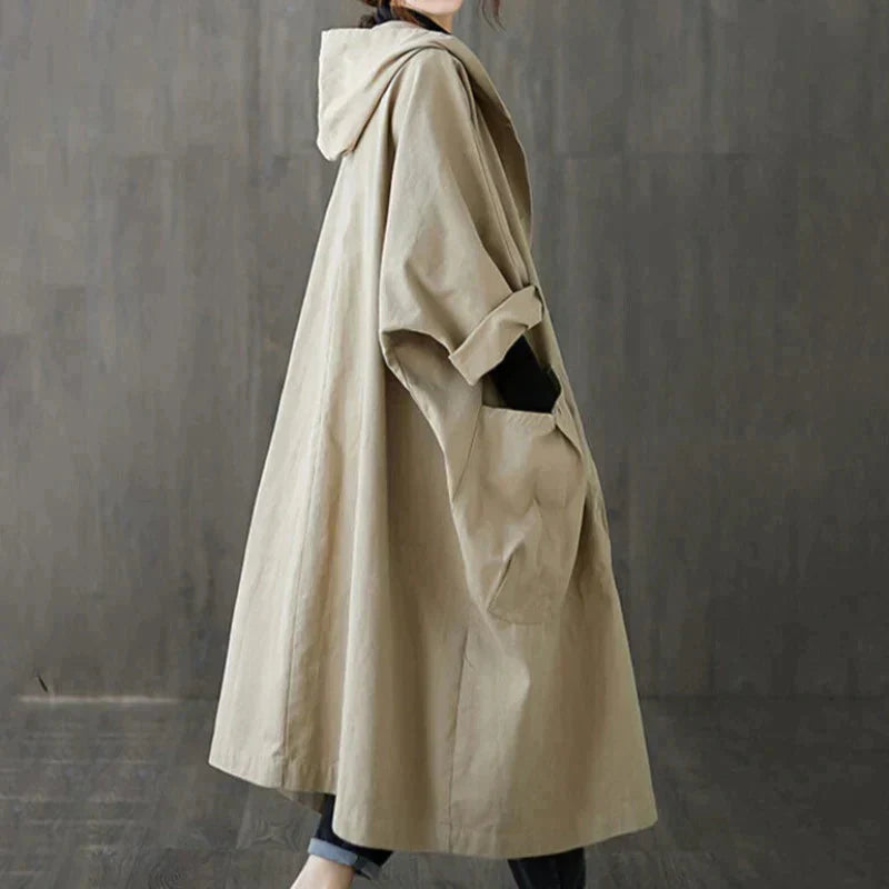 Beige Oversized Trenchcoat mit stylischem Kragen