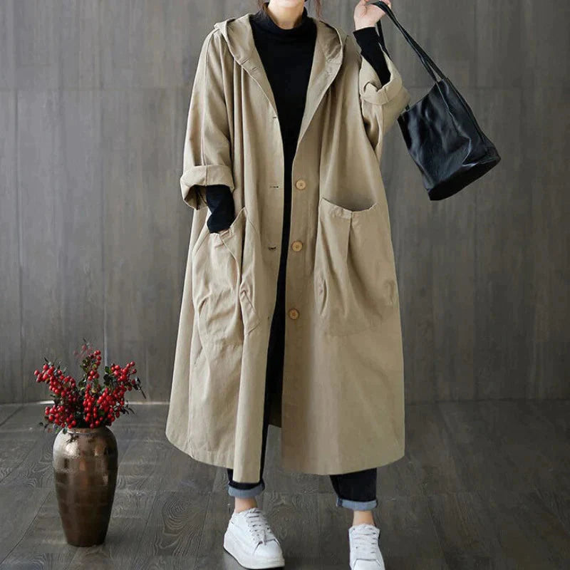 Beige Oversized Trenchcoat mit stylischem Kragen