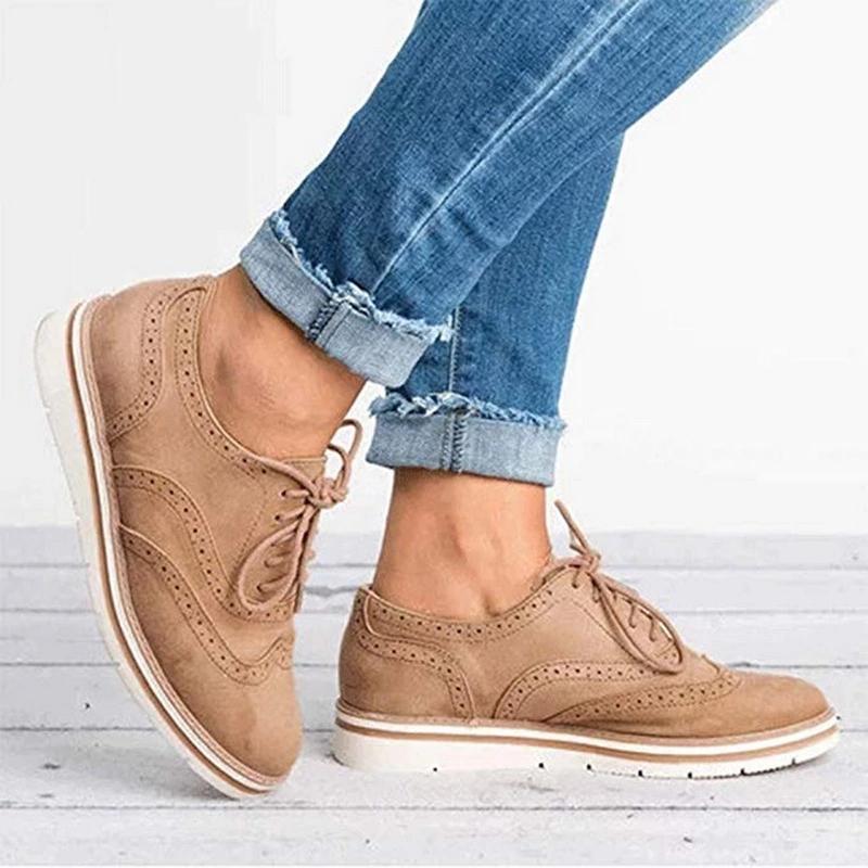 Braun Lederschuhe mit Schnürsenkeln für Damen