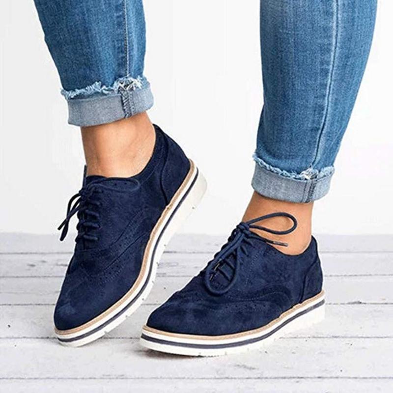 Blau Lederschuhe mit Schnürsenkeln für Damen