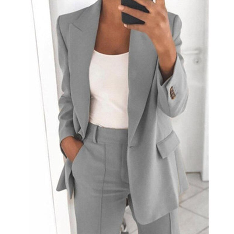 Grau anzug mit Blazer und Hose für Damen